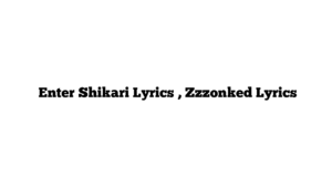  Enter Shikari Lyrics , Zzzonked Lyrics